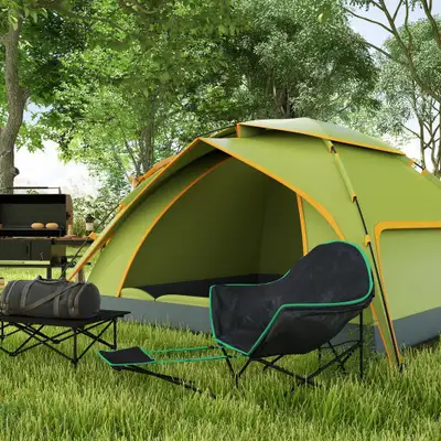 Camping Chair 32.75" x 30.25" x 36.5" Black & Green
