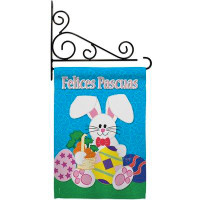 Breeze Decor Felices Pascuas - Impressions Decorative Metal Fansy Wall Bracket Garden Flag Set GS103029S-BO-03