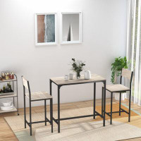 17 Stories 3 Piece Bar Table And Chairs, Industrial Dining Table Set For 2, Counter Height Kitchen Table With Bar Stools