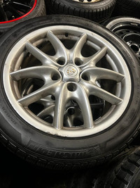 SET OF FOUR 19 INCH USED PORSCHE WHEELS 5X130 MOUNTED WITH NEW 265 / 50 R19 CONTINENTAL WINTER TIRES !