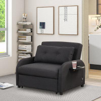 Latitude Run® pull out sofa sleeper 3 in 1 with 2 wing table