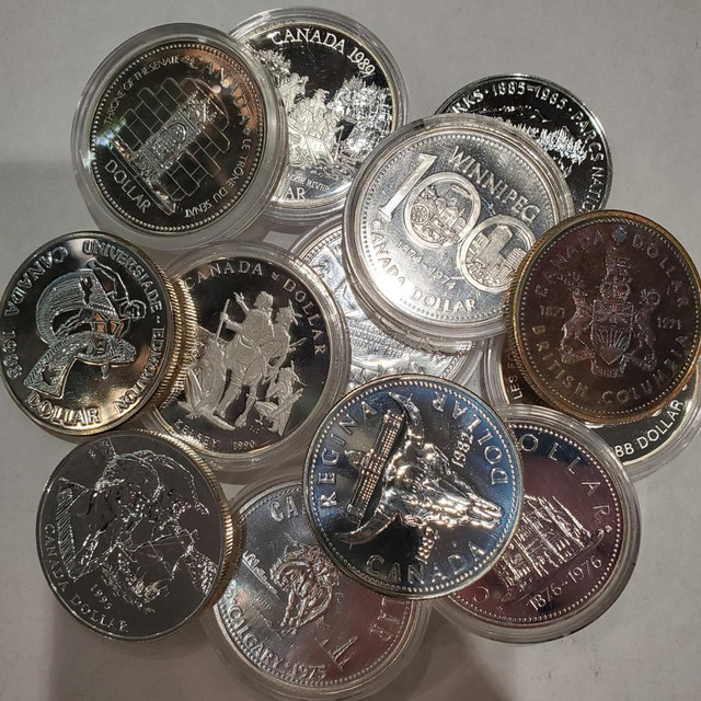 E-TRANSFER ONLY 10 MIXED CANADIAN SILVER DOLLARS (1971-1991) (3.75oz. SILVER) in Other - Image 2