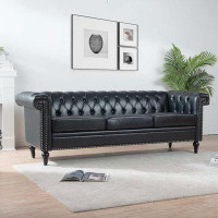 Astoria Grand 83.66 Inch Traditional 3 seater Sofa with Square Arm and Removable Cushion