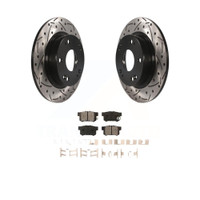 Rear Coated Slotted Drilled Disc Rotors and Semi-Metallic Brake Pads Kit by Transit Auto KDS-100442