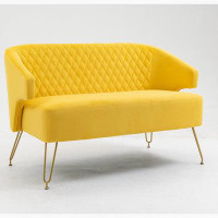 Mercer41 Love seat Accent Sofa with Golden Metal Legs, Living Room Sofa
