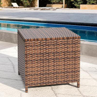 Rubbermaid Outdoor Wicker Side Table With Storage Patio Rattan End Table Small Resin Square Container Coffee Table Backy