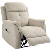 MANUAL RECLINER CHAIR WITH VIBRATION MASSAGE, RECLINING CHAIR FOR LIVING ROOM WITH SIDE POCKETS, BEIGE