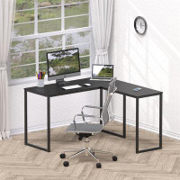 17 Stories Adjustable Modern Black L-Shaped Corner Desk - Space-Saving Solution For Home Office And Dorm Room