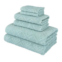 Nine West Nine West Luxury Larue Jacquard Diamond Bath Towel 6 Pc Set - Green