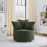 Ebern Designs Swivel Upholstered Accent Chair Including 3 Pillows