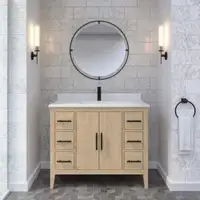 Auora 36, 42 & 60 In Bathroom Vanity/ Diamond Quartz CT & Drawer Organizer in 3 Finishes ( Espresso or White Oak ) ABSB
