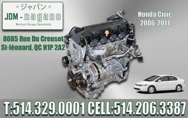 Honda Civic 2006 2007 2008 2009 2010 2011 Engine Moteur Installation Disponible R18A in Other in Greater Montréal