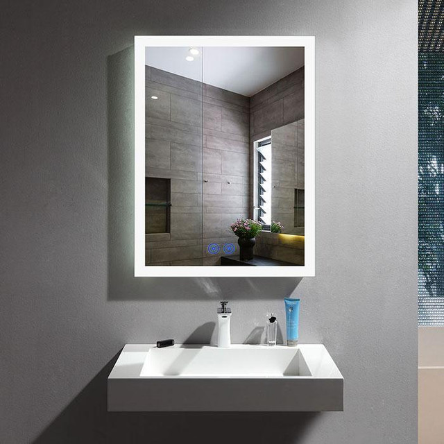 Front Lit LED Bathroom Mirror 28 In H (W= 24, 36 & 48) w Touch Button, Anti Fog, Dimmable, Vertical & Horizontal Mount in Floors & Walls - Image 2
