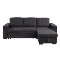 Latitude Run® Oby 95 Inch Reversible Sleeper Sectional Sofa, Storage Chaise, USB, Black