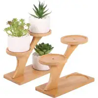 Arlmont & Co. Small Desk Desktop Bamboo Plant Stands