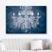 IDEA4WALL Navy Blue Fancy White Crystal Chandelier Decor Lights Stylish Contemporary Relax Calm Wall Art