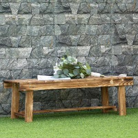 Millwood Pines 43.25" Outdoor Wood Garden Bench Double Seat Carbonized