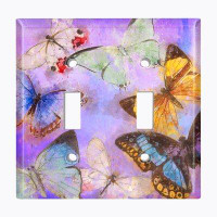 WorldAcc Metal Light Switch Plate Outlet Cover (Butterfly Unicorn - Double Toggle)