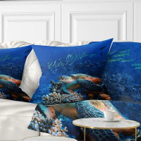The Twillery Co. Abstract Large Sea Turtle Underwater Pillow
