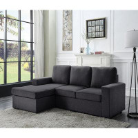 Latitude Run® Rochdale Living Room Dark Grey Linen Reversible Sectional