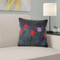 East Urban Home Rain and Flowers with Buds and Drops Floral Pillow