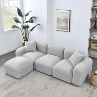 Wrought Studio L-Shape Modular Sectional Sofa, DIY Combination,Teddy Fabric