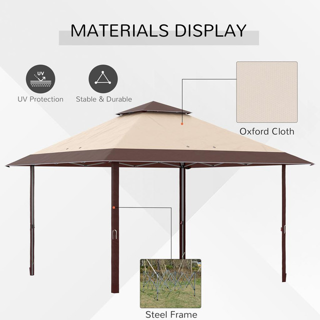 Pop Up Tent 13' x 13' x 9.8' Khaki in Patio & Garden Furniture - Image 4