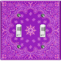 WorldAcc Metal Light Switch Plate Outlet Cover (Purple Paisley Bandana Circle Black Tile   - Single Toggle)