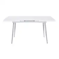 Corrigan Studio Liseth White High Gloss And Chrome Rectangle Dining Table