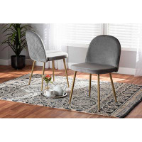 Everly Quinn Lefancy  Fantine Modern and Gold Finished Metal 2-Piece Dining Chair Set