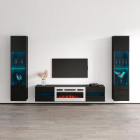 Brayden Studio Briag Entertainment Center for TVs up to 78" with Electric Fireplace Included