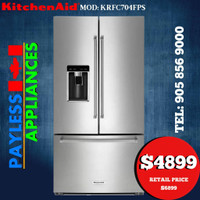 Kitchenaid KRFC704FPS 36 Counter Depth French Door Refrigerator 23.8 cu. ft. Capacity Fingerprint Resistant Stainless