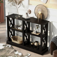 Breakwater Bay Console Table With 3-Tier Open Storage Spaces And "X" Legs, Narrow Sofa Entry Table For Living Room, Entr