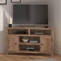 Millwood Pines Contrella 52 inch Corner TV Stand for TVs up to 55 inches, No Assembly Required, Barnwood Finish