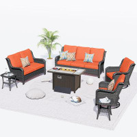 XIZZI Outdoor Rattan Sofa 7 Seater With Stove