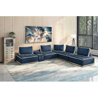 Sunset Trading Sunset Trading Pixie 6 Piece Sofa Sectional | Modular Couch | Bluetooth Speaker Console Outlets USB Stora