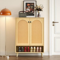 Bay Isle Home™ Shoe Storage Cabinet with Adjustable Plates Natural doors