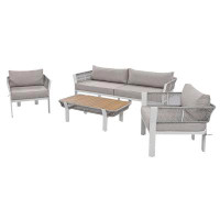 Red Barrel Studio Patio Conversation Set with Coffee Table and Soft Waterproof Cushions
