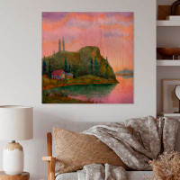 Millwood Pines House On Pink Lake - Country Wood Wall Art Décor - Natural Pine Wood