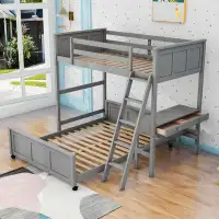 Harriet Bee Janush Wood Bunk Bed with Desk and Drawers