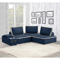 Sunset Trading Sunset Trading Pixie 4 Piece Sofa Sectional | Modular Couch | Bluetooth Speaker Console Outlets USB Stora