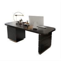 Recon Furniture 55.12"White rectangular solid wood desk,2-drawer