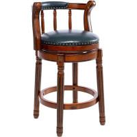 Alcott Hill Leather Wooden Bar Stools