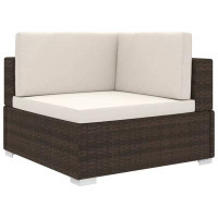 Latitude Run® Sectional Corner Chair With Cushions Poly Rattan Brown
