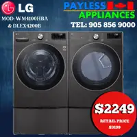 LG WM4100HBA 27 Front Load Washer with AI DD™ 5.2 cu. ft. Large Capacity &amp; DLEX4200B Front Load Electric Dryer