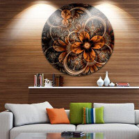 Made in Canada - Design Art Dark Orange Digital Art Fractal Flower - Graphic Art Print on Metal