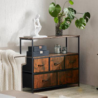 Rebrilliant Dresser For Bedroom, Chest Of Drawers, 5 Drawer Dresser, Closet Fabric Dresser With Metal Frame