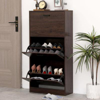 Rubbermaid Shoe Storage Cabinet For Entryway, Narrow Shoe Cabinet With 3 Flip Drawers, Modern Freestanding Shoe Organize