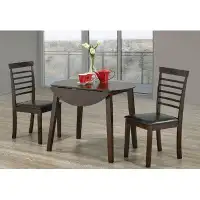 Red Barrel Studio Ensemble de salle à manger en bois avec 1 table et 2 chaises, couleur espresso