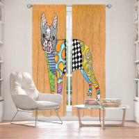 East Urban Home Lined Window Curtains 2-panel Set for Window Size by Marley Ungaro - Boston Terrier Tan